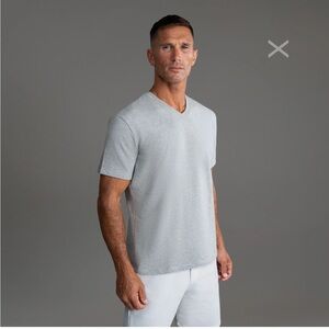 Sene Studio Cumulus Pima Cotton Tee V Neck Grey Elevated Basic French Terry Lrg